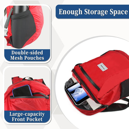 Hiking Daypack - Lightweight & Water-Resistant Portable Backpack for Travel, Camping, Outdoor Adventures(25L, red)