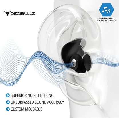 Decibullz Professional Moldable Earplugs Master Case Pack (10 Pairs) – Bulk Ear Plugs Individually Wrapped, High-Fidelity Hearing Protection for Concerts, Festivals, Musicians, DJs – Custom Fit