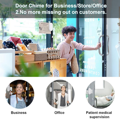SanJie Door Chime, Door Open Contact Sensor Alarm for Business/Store/Home/Office When Entering, with 500 FT Range,26 Chimes 5 Adjustable Volume 2 Receivers +2 Sensors