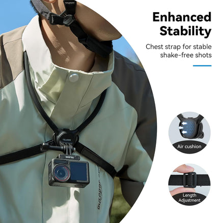 TELESIN Neck Mount Se 2.0 Combo Set, Magnetic Phone Holder for iPhone Android, Chest Strap Hand Free POV Video Phone Stand for iPhone 16 15 14 13 12 Samsung Android Action Cameras