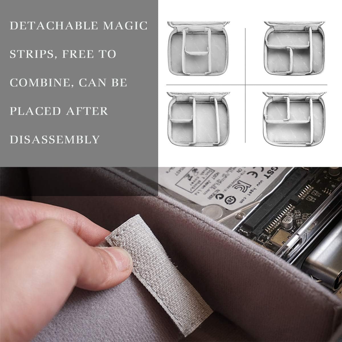 Electronics Organizer, OrgaWise Electronic Accessories Bag Travel Cable Organizer Three-Layer for iPad Mini, Kindle, Hard Drives, Cables, Chargers