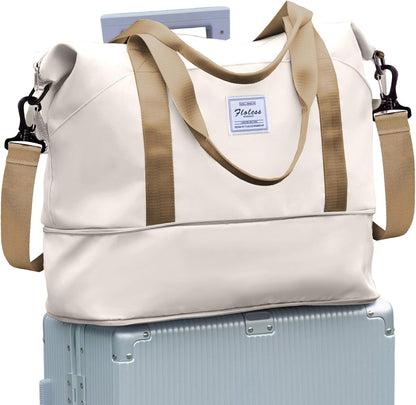 Travel Duffel Bag, Sports Tote Gym Bag, Shoulder Weekender Overnight Bag for Women