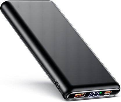 ZZI Portable Charger, 32000mAh 5V/3A Power Bank with Dual 22.5W High-Speed Charging, Thinnest Travel Essentials with LED Display, Battery Pack Compatible with iPhone Samsung iPad etc (Black)