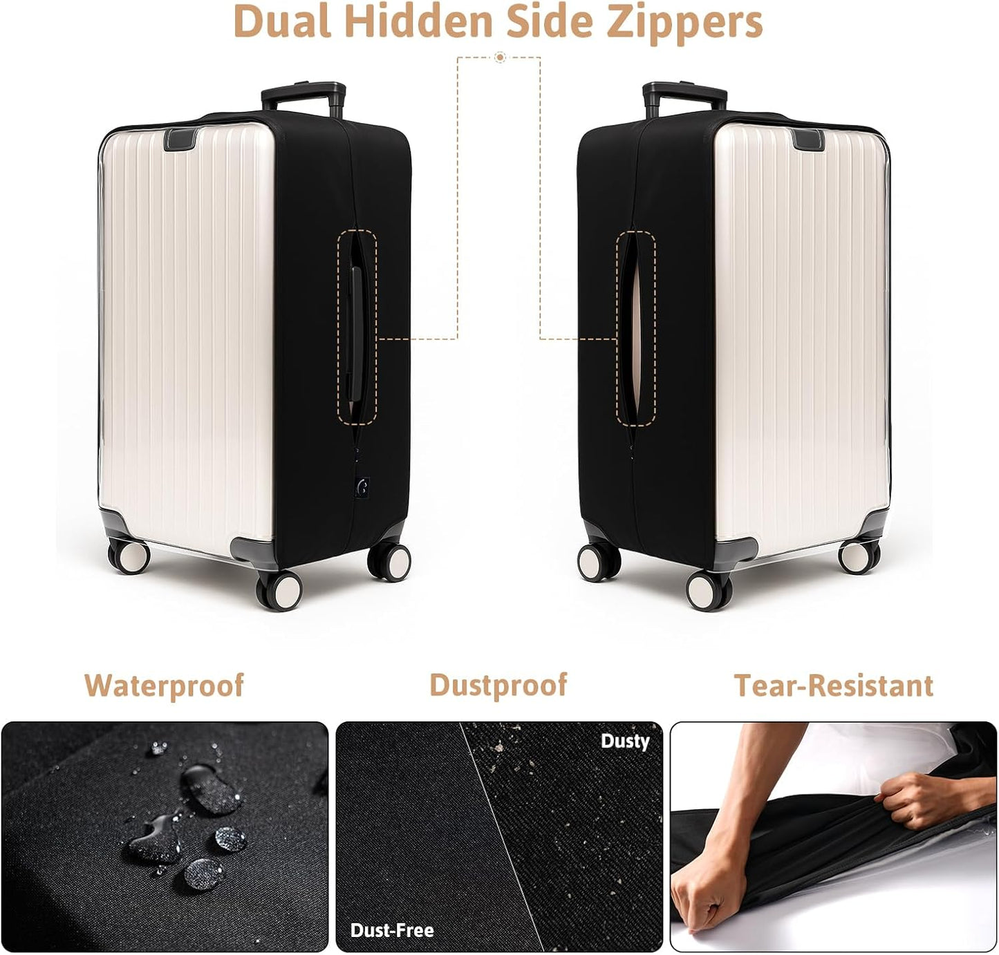 OrgaWise Clear Luggage Cover, For Suitcase Tsa Approved Transparent TPU Suitcase Cover Protector Fit 26-28 Inch Luggage