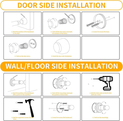 Door Stoppers – Heavy Duty Magnetic Door Stopper for Wall & Bottom of Door – Premium Adjustable Door Stop with Heavy-Duty Windproof Design, Constructed with SUS304 Stainless Steel (Stainless Steel)