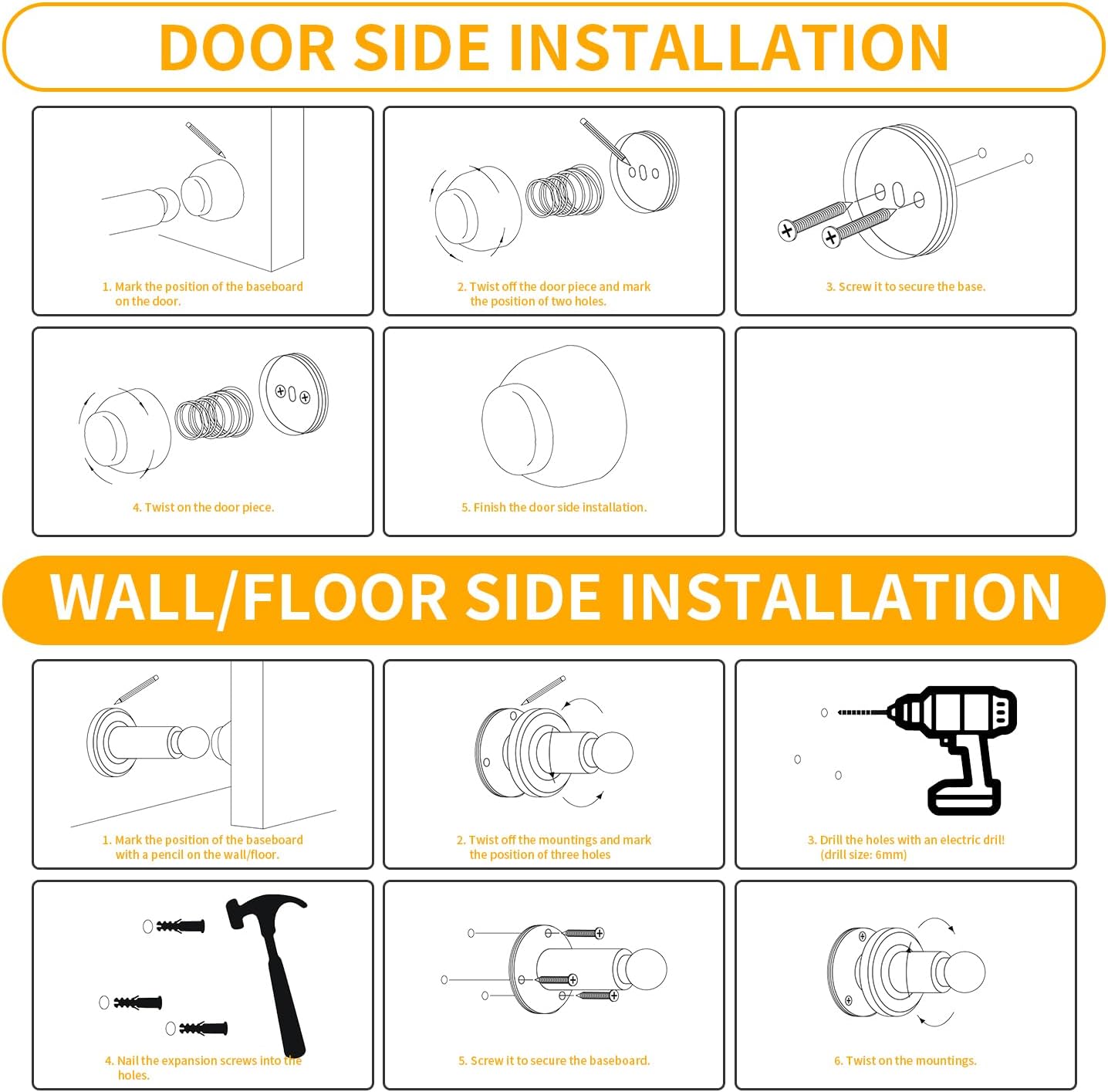 Door Stoppers – Heavy Duty Magnetic Door Stopper for Wall & Bottom of Door – Premium Adjustable Door Stop with Heavy-Duty Windproof Design, Constructed with SUS304 Stainless Steel (White)