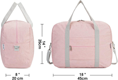 For Spirit Airlines Personal Item Bag 18x14x8 Foldable Travel Duffel Bag Tote Duffle Carry on Luggage for Women and Men 30L (Pink (With Shoulder Strap))