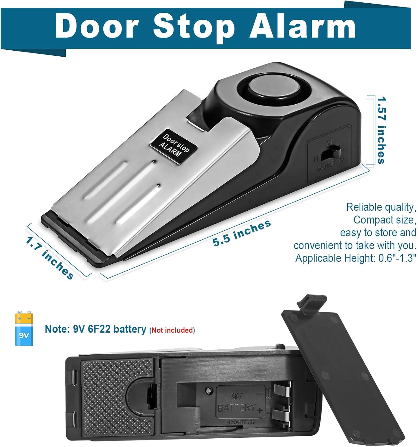 Upgraded Portable Door Lock & Door Stop Alarm, TOWODE Dual Protection Security Door Kit, Portable Door Lock for Travel Essential, for Traveling Hotel Home Apartment College House