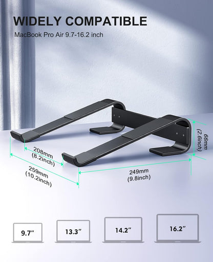 Soqool Laptop Stand for Desk, Ergonomic Detachable Laptop Riser, Aluminum MacBook Stand, Compatible with 12-17'' All Laptops Such as MacBook Pro/HP/Dell/Lenovo, Black