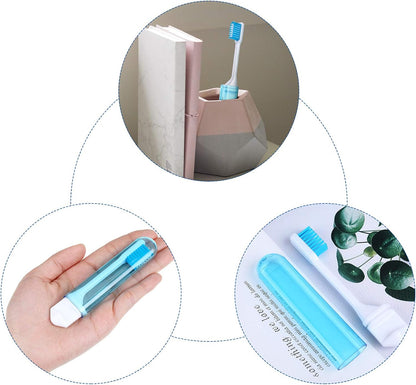 Patelai 8 Pieces Travel Toothbrush Set, Soft Bristle Mini Foldable Tooth Brush with Case, Individually Wrapped Small Portable Travel Size Toiletries Stuff for Camping (Bright Color)