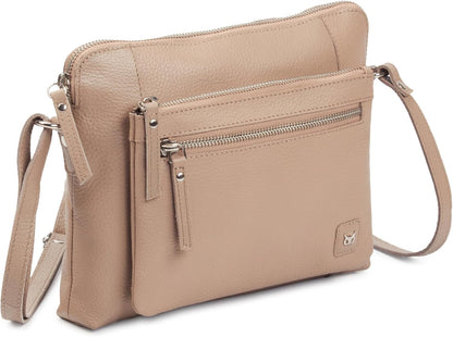 Wise Owl Accessories Small Soft Pebbled Real Leather Crossbody Handbags Purses Sling Crossover Shoulder Bag