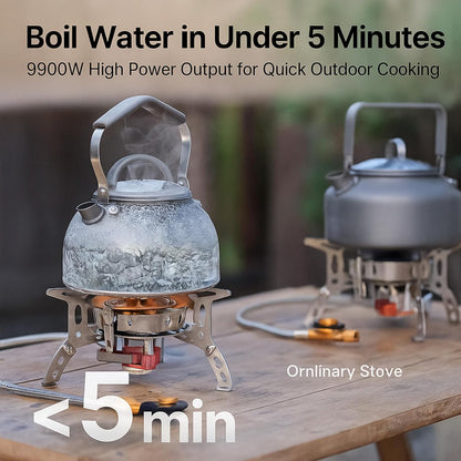 Windproof Camping Stove, Portable Camping Stove with Piezo Ignition, Collapsible Design with Carrying Casefor Outdoor Hiking, Backpacking, Picnic & Emergency Cooking (6800W)