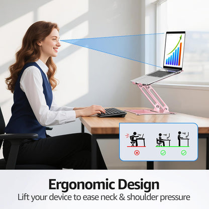 Urmust Laptop Stand for Desk Aluminum Computer Stand Riser Holder for Laptop Compatible with MacBook Air Pro, Dell, HP, Lenovo Samsung, Alienware All Laptops 11-15.6"(Black)