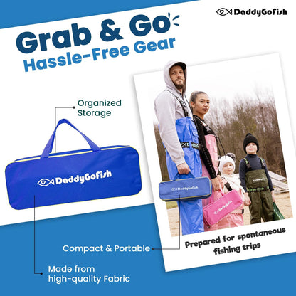 DaddyGoFish Kids Fishing Pole - Rod Reel Combo Tackle Box Starter Set - First Year Small Dock Gear Kit for Boys Girls Toddler Youth Age Beginner Little Children Junior Anglers Older Kids