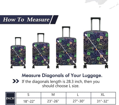 HYPER VENTURE Washable Luggage Cover - Fashion Suitcase Protector Fits 27-30 Inch Luggage (Urban Passport, L)