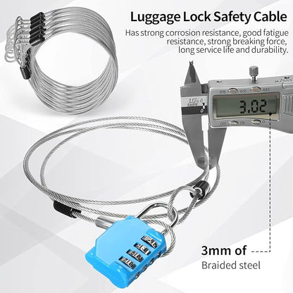 12 Pack Security Cable Luggage Lock with Loops 4ft 3mm Braided Steel Coated Bike Cable Wire Double Loop Anti Theft Safety for U Lock, Padlock and Disc Lock
