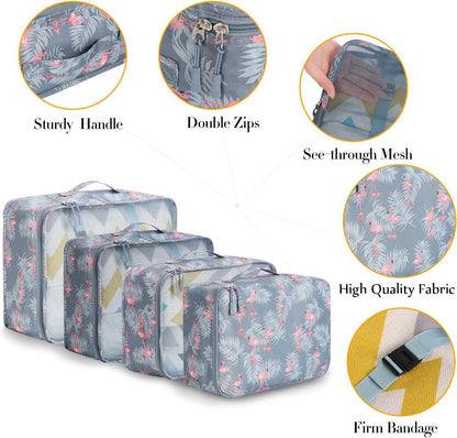 BAGAIL 8 Set Packing Cubes Luggage Packing Organizers for Travel Accessories-Red Flamingo