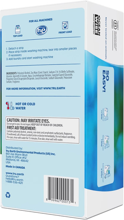 Tru Earth Compact Dry Laundry Detergent Sheets, Bulk, up to 768 Loads (384 Count) - Paraben-Free - Original Eco-Strip Liquidless Detergent, Travel Sheets - Fresh Linen