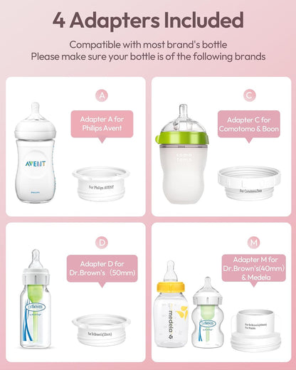 Portable Bottle Warmer, w-maxa Fast Baby Bottle Warmer for Travel with Glass Bottle & 4 Adapters, Rechargeable Bottle Warmer On The Go with Precise Temperature Control for Breastmilk, Formula