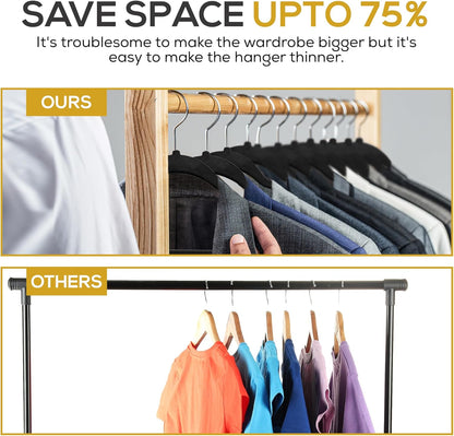 Premium Black Velvet Hangers 30 Pack – Space Saving Felt Hanger, Non Slip Clothes Hangers for Closet, Heavy Duty Hanger for Coats, Shirts & Pants, 360° Swivel Hook, Hold Up to 10lbs
