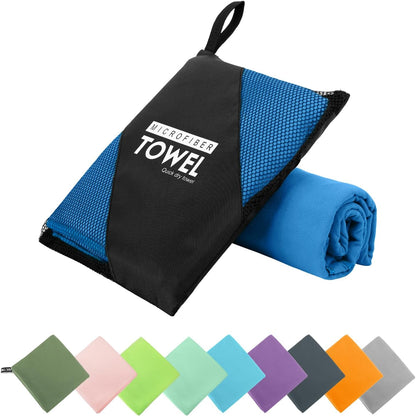 Microfiber Travel Towel, Soft Lightweight Quick Dry Towel, Super Absorbent Compact Travel & Sports & Beach Towels for Camping, Backpack, Gym, Swimming, Yoga, Hiking (XS:12"×24" -Blue)