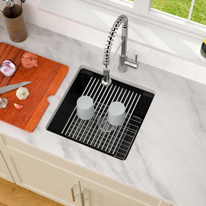 Dcolora 18 In. Wet Bar Sink Granite Composite Undermount Kitchen Sink Black Small Kitchen Prep Sinks Workstaion Single Bowl,#DC-GU0002BS