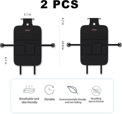 Car Seat Organizers,Multi-functional Back Seat Protectors, Storage Pouches, and Tray Holders (for Cars, Kids, Seat Back and Rear Seats) (Carbon Fiber, 2 Pcs)