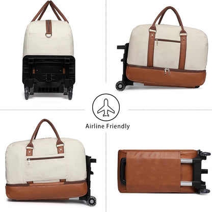 seyfocnia Rolling Duffle Bag with Wheels, Duffle Bag for Travel Women Carry On Luggage Wheeled Overnight Weekender Bag Men