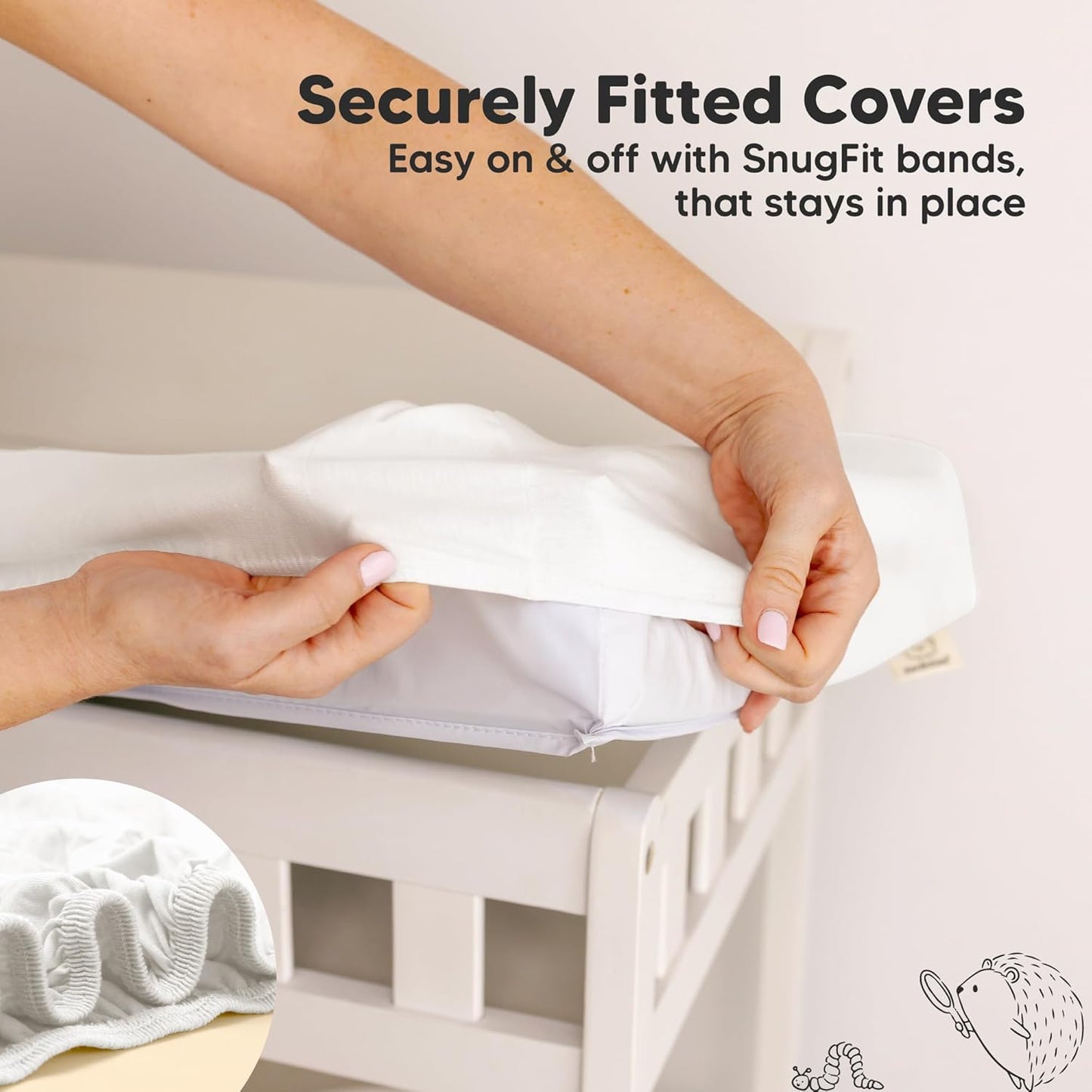 2-Pack Organic Changing Pad Covers for Girl, Boy, Neutral - 100% Cotton Changing Table Pad Cover,Soft Baby Nursery Diaper Changing Pad Sheets,Contour Changing Pads Liners,Change Pad Cover (Soft White)