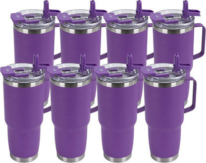 HASLE OUTFITTERS 30oz Tumbler Bulk with Handle, Insulated Travel Coffee Mug Set with Handle Leak-Proof Double Wall Stainless Steel Vacuum Tumblers Pack Metal Cup for Hot and Cold Drink