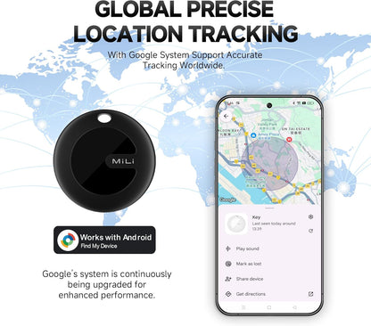 MiLi MiTag Bluetooth Tracker for Android, Google Certified Key Finder/Luggage Tracker/Item Locator, Smart Tracking Tag for Google Find My Device (Find Hub) App, 1 Pack
