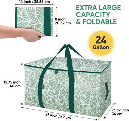 BALEINE 2-Pack Oversized Moving Bags with Reinforced Handles, Heavy-Duty Storage Tote for Clothes, Moving Supplies (Antique Folidage, 2-Pack)