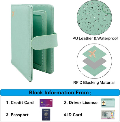 Melsbrinna Rfid Passport Holder for Travel women/Men, Cute Passport Wallet Rfid Blocking Card Slots, Rfid Passport Cover/CaseTravel Wallet, Passport Book Holder (1, Green4)