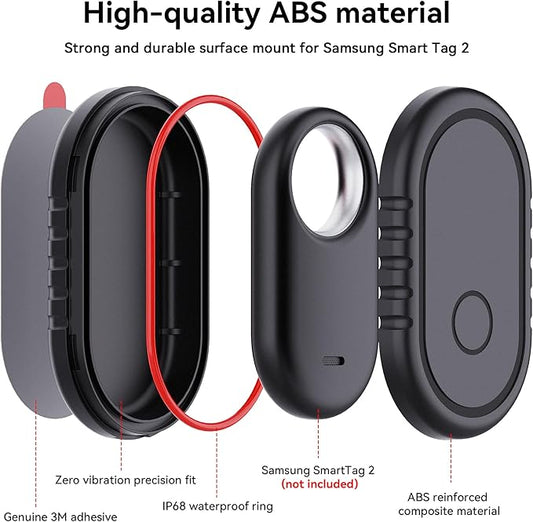 4 Pack for Samsung Smart Tag 2 Adhesive Mount, ABS Waterproof Case with 3M Adhesive Sticker Stick on Car/Bike/Luggage & More for Galaxy Smart Tag 2, Hidden Smarttag2 Full Protective Holder Anti-Lost