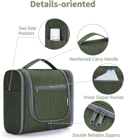 Narwey Hanging Toiletry Bag for Women Travel Makeup Bag Organizer Toiletries Bag Men for Cosmetics Essentials Accessories (Large, Army Green)