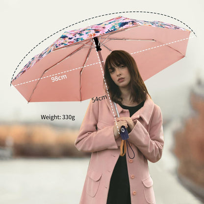 Color Coated Sun Umbrella UV Protection Compact Folding Windproof Parasols Travel Auto Open Close Shade Blocking UV