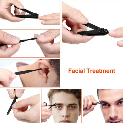 Manicure set Men Personal Care Tools Accessories Finger and Toe Nail Clippers Kit Professional Manicure Pedicure Kit With Travel Case Nail Grooming Kit Present for Men Husband Boyfriend Parent