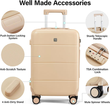 Hanke 28 Inch Luggage Large Suitcase with Spinner Wheels Tsa Luggage Hard Case Suitcases for Women Men Rolling Checked Luggage(Cuba Sand)