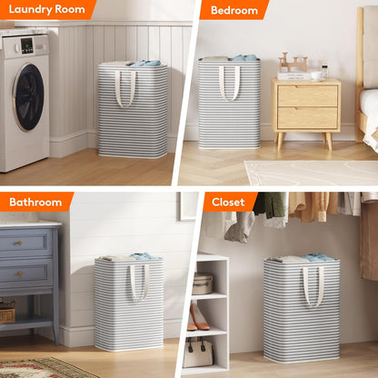 Lifewit Laundry Hamper Large Collapsible Laundry Baskets, Freestanding Waterproof Clothes Hamper with Easy Carry Handles in Laundry Room Bedroom Bathroom College Dorm for Adults, Gray, 2 x 65L