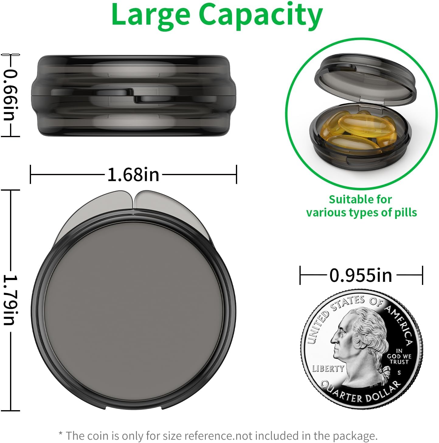 Small Pill Box, (4 Pack) Travel Pill Case Portable Daily Pill Organizer Mini Medicine Storage Container for Pocket Purse Cod Liver Oil Storage Box Earplug Case