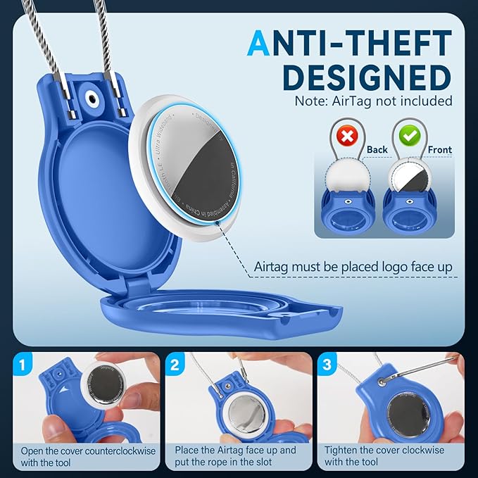 Waterproof Airtag Holder,4 Pack Airtag Case with Secure Lock,Airtags Keychain for Apple Air tags,Anti-Lost Protective Case Air tag Accessories for GPS Tracker Luggage,Bag,Key,Pet-Black/Blue/Green/Gray