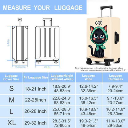 Luggage Cover Washable Suitcase Protector Anti-Scratch,Stretchable Fit for 20-34Inch Luggage Durable Travel Bag Cover with Zipper Closure (Cat, M(fits 24-26Inch suitcase))