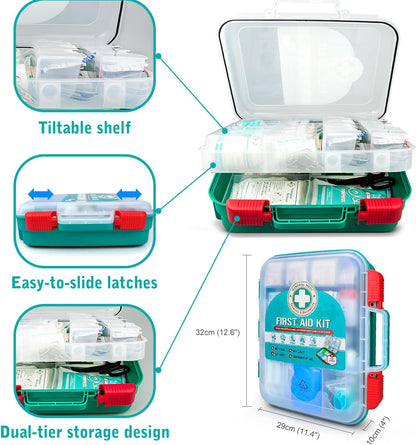 General Medi 420 Pieces Professional First Aid Kit - HardCase First Aid Box - Contains Premium Medical Supplies for Travel, Home, Office, Vehicle, Camping, Workplace & Outdoor