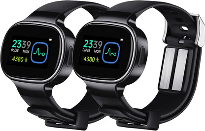 EmeTerm Smart FDA-Cleared Anti-Nausea Wristwatch Touchscreen IP67 Waterproof Morning Motion Sickness Relief Rechargeable Fast Acting Drug Free (2 Pack Black with Extra Gel)