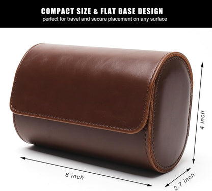 Longjet Watch Roll Travel Case for Men Portable Watches Organizer Box with Removable Velvet Pillow Holder (2 Slot Brown)