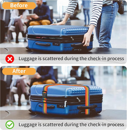 BILIONE 4 Pack Luggage Straps 79" Long Belts Keep Suitcase Secure While Traveling, TSA Approved Add a Bag Premium Accessory for Travel Bag Closure (2PCS Green + 2PCS Orange)