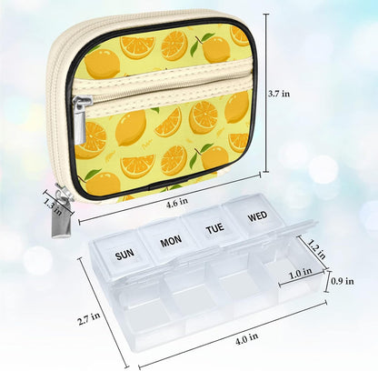 Serfeymi Weekly Travel Pill Organizer Pill Case for Purse with Removable 7 Day Pill Box, Fashionable Travel Medicine Organizer Pill Container for Medicine, Vitamin, Supplement - Yellow 01