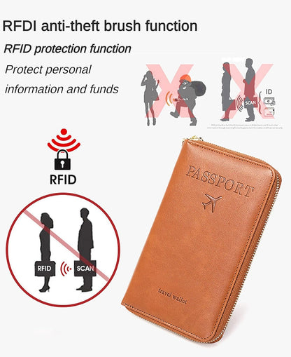 Rowgins Rfid Blocking Passport Holder Wallet, Rowgins Rfid Passport Holder with Zipper, PU Leather PassportHolder for Travel (SKY BLUE)