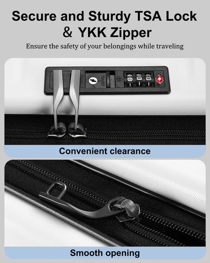 Expandable Checked Luggage, 28 Inch Luggage with Spinner Wheels, Lightweight ABS+PC Hard Shell Large Suitcase with Top Opening, TSA Lock (White, 1PC)