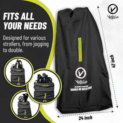 V VOLKGO Super Extra Large Stroller Bag for Airplane with Padded Backpack Shoulder Straps, Double Stroller Cover for Air Travel, Jogger & Carrier - Fits All, Gate Check Bag, Waterproof Travel Cover.